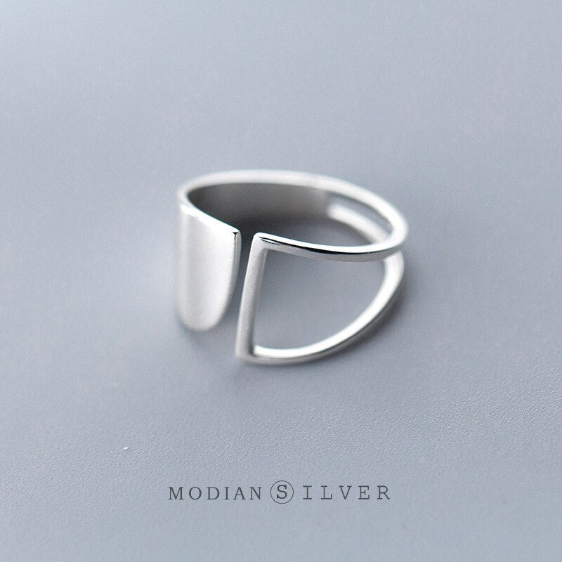 Modian Fashion Design Geometric Exquisite Silver Finger Ring For Women Real 925 Sterling Silver Hollow Star Fine Jewelry Bijoux