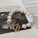 Amaiyllis 925 Sterling Silver 8mm Baroque Pearl Bracelet 18k Gold OT Buckle Bracelet For Women Summer Jewellry Gift