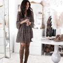 Lantern Sleeve Dot Print Ruffles Women Dress 2025 Casual V-neck Long Sleeve Button Mini Dress Ladies Elegant Party Dress Vestido