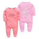 2pcs/lot baby rompers Baby Girl Clothes Full Sleeve 100%Cotton Cartoon Print Overalls Newborn Baby Footies Toddler Jumpsuit