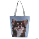 New Lady Tote Bags Black White Cute Cat Printed Fabric Eco Handbag High Capacity Shopping Office Reusable Casual Shoulder Bag