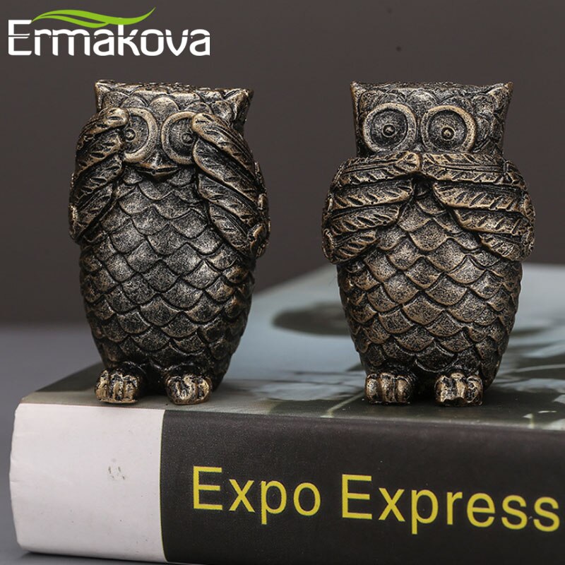 ERMAKOVA Modern Simple Resin Owl Statue Adornment Home Decoration Artistic Craft Figurine Gift for Living Room Bedroom