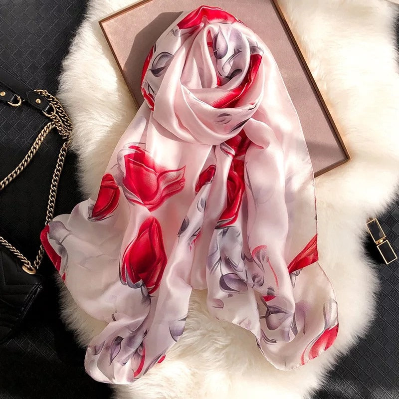 180*90cm Luxury Brand Spring Autumn New Silk Scarf Women Shawl Fashion Soft Poncho Chiffon Hijab Foulard Muffler Bandanna Pareo