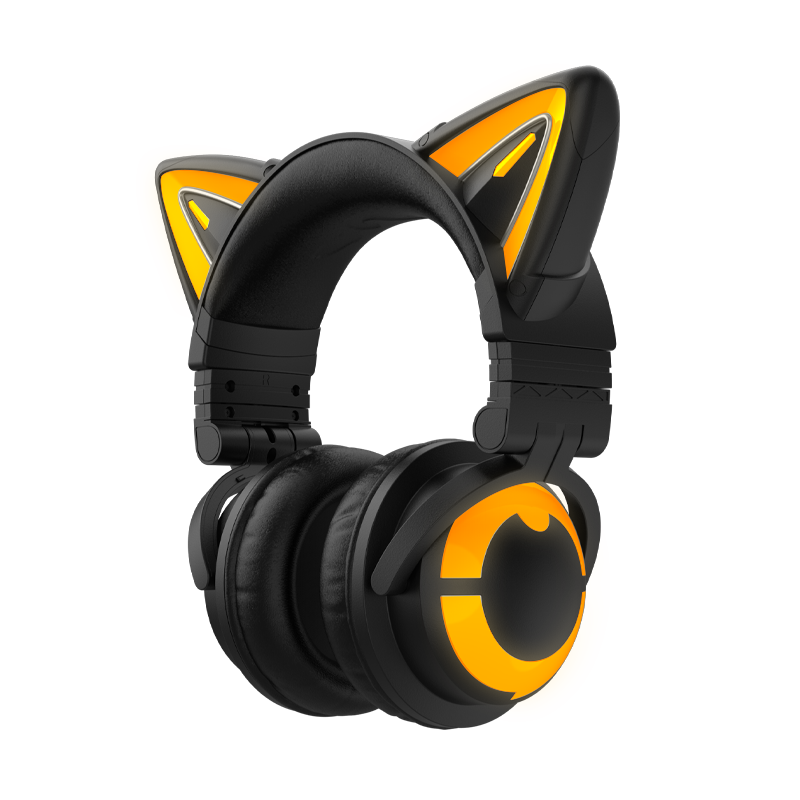 Yowu 3S cute cat wireless headphones APP control RGB lights High quality cat casco girl cute cat ear headset For computer gaming