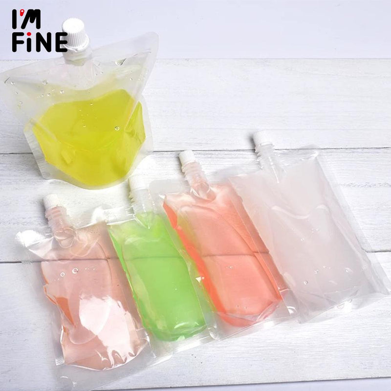 100 Pack, Stand-up Plastic Drink Packaging Bag Spout Pouch For Beverage Liquid Juice Milk Coffee