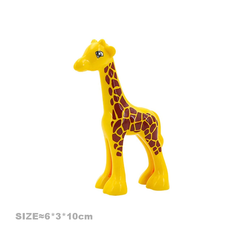 Big Building Blocks Animal Locking Giraffe Deer Chicken Elephant Compatible Sets Bricks Home Educational Toys For Children Gift