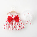 Melario Children's Clothing Baby Girl Clothes Summer Party Clothing for Girls Dress Cherry Dot Princess Dresses Bow Hat Outfits