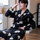 Liebhaber Korallenfleece Robe Herbst Winter Warme Schlafanzug Frauen Männer Verdicken Flanell Bademantel Lounge Nachthemd Hauskleidung Übergröße