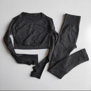 Women Seamless Yoga Sets High Waist Gym Mesh Leggings Shirts Suit Long Sleeve Fitness Workout Sports Running Thin Yoga Sets
