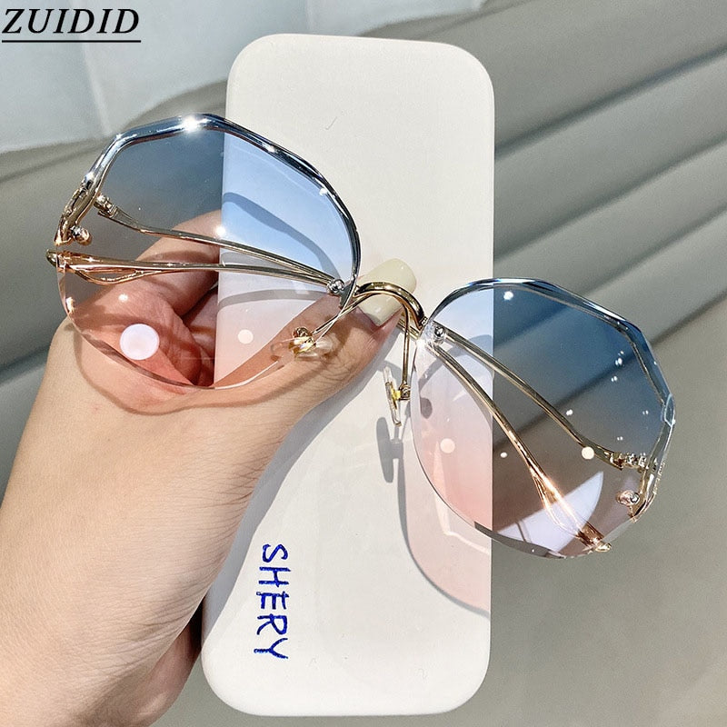 2022 Rimless Sunglasses Fashion Sunglasses Women Tide Vasos Decorativos Luxury Lunette De Soleil Femme Vintage Zonnebril Dames