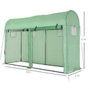 Outsunny Gewächshaus Gartenschuppen Tunnelgewächshaus mit 4 Fenstern und 2 Türen aus PE und Stahl 300x100x200 cm Grün