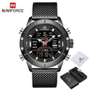 NAVIFORCE Men's Watches Top Brand Luxury Sports Watch For Men Quartz LED Digital Dual Clock Male Full Steel Military Wrist Watch