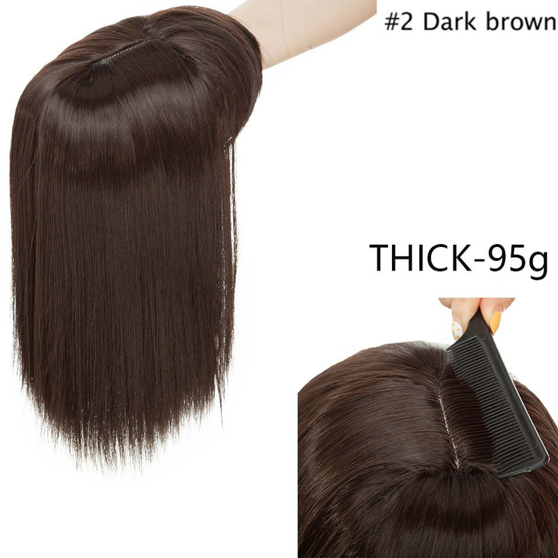 HAIRRO 11Inch Clip In Hair Pieces Straight Hair Extension With Bangs Synthetic 16 Colors Clip In Hair Pieces For Women