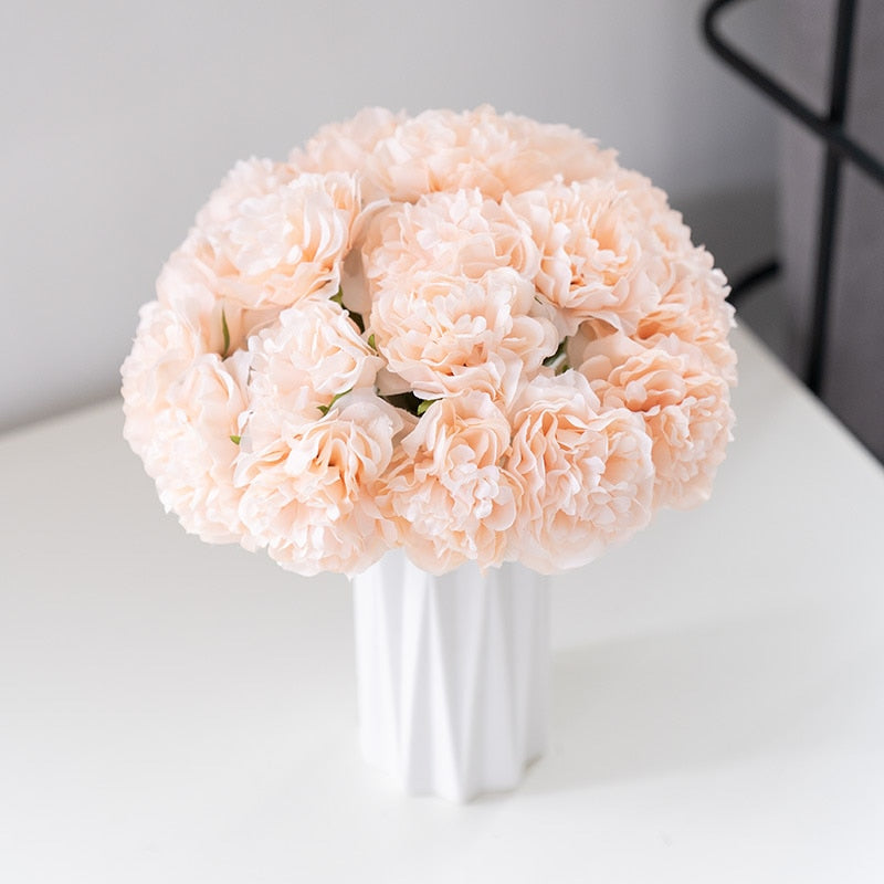 Beautiful Peony Artificial Flowers Bouquet Pink Big Silk Bloom Fake Flower Home Wedding Centerpieces Decor Living Room Bedroom