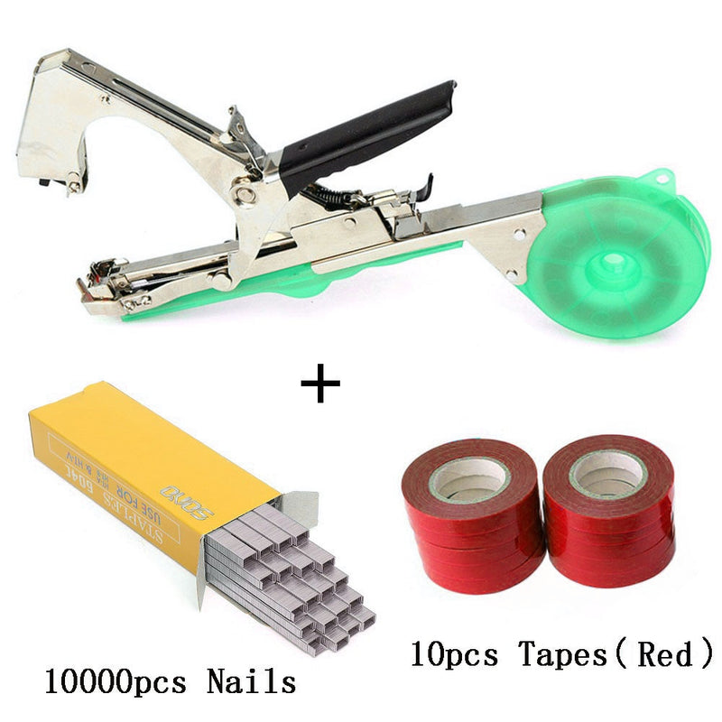 ALLSOME Tying Machine Plant Garden Plant Tapetool Tapener +10 Rolls Tape Set for Vegetable Grape Tomato Cucumber Pepper Flower