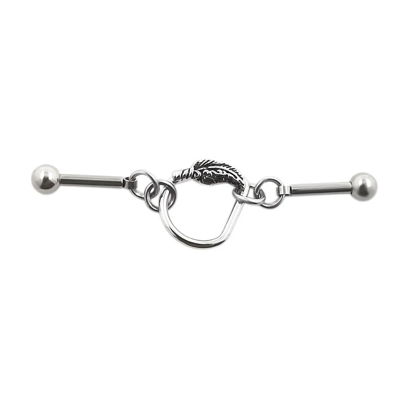 JHJT 14G Heart Industrial Piercing Surgical Steel Industrial Barbell Handcuffs Cat Star Cartilage Earring Body Jewelry