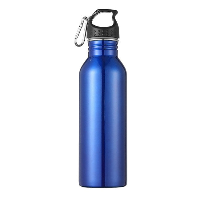 750ml Sports Outdoor Straw Water Bottle 304 Stainless steel Portable Handle Lid Water Bottle With Mountaineering Buckle Kettle