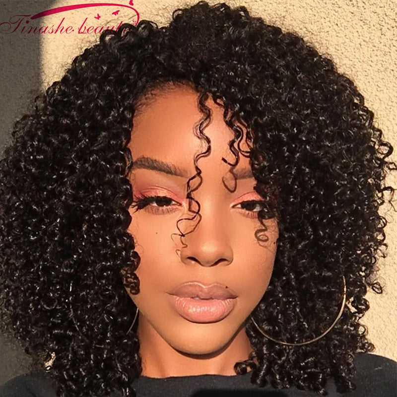 Tinashe Beauty  Kinky Curly Clip In Human Hair Extensions For Black Women Brazilian 4C Kinky weave Clipins Natural Black 8 pcs