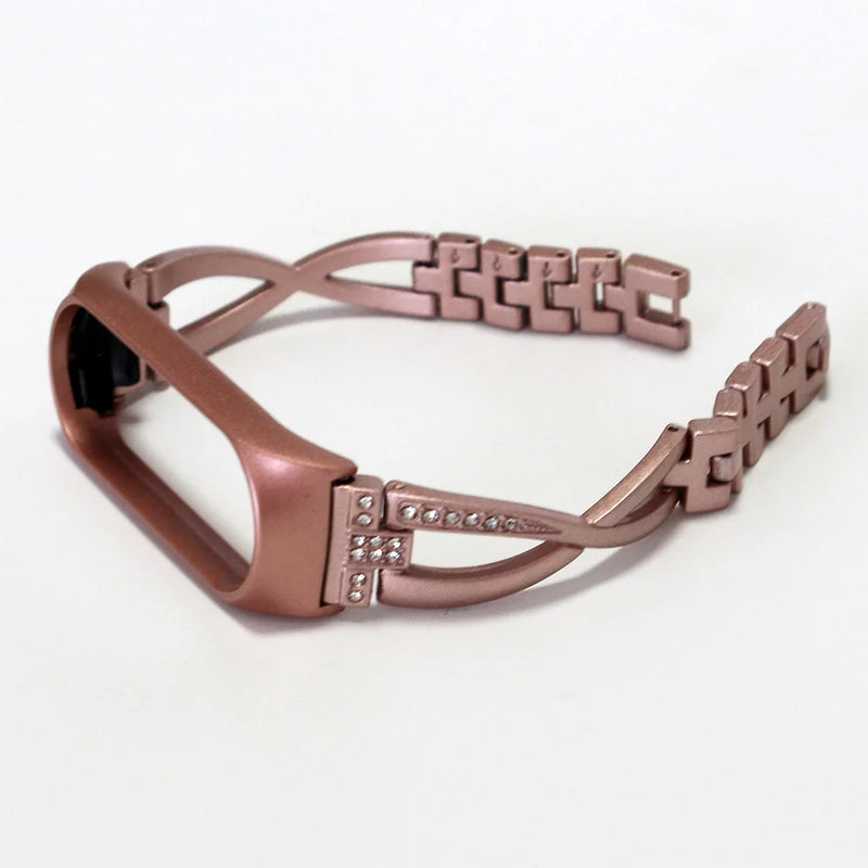 Pink Slim Strap Mi Band 8 7 6 Watch Bracelet Metal Wristband for Xiaomi Mi Band 4 5 Bands Miband Bling Smartwatch Strap