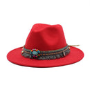 NEW Men Women Wool Felt Jazz Style Fedora Hats Panama Trilby Party Formal Top Hat In BLACK WHITE AND YELLOW with Belt Decor