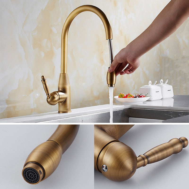 Antique Bronze Kitchen faucets 360 Rotate Swivel Faucet Hot Cold Water Tap Mixer Kitchen Sink Faucet ELK331