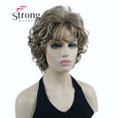 StrongBeauty Short Wig Soft Tousled Curls Blonde Highlights Full Synthetic Wigs COLOUR CHOICES