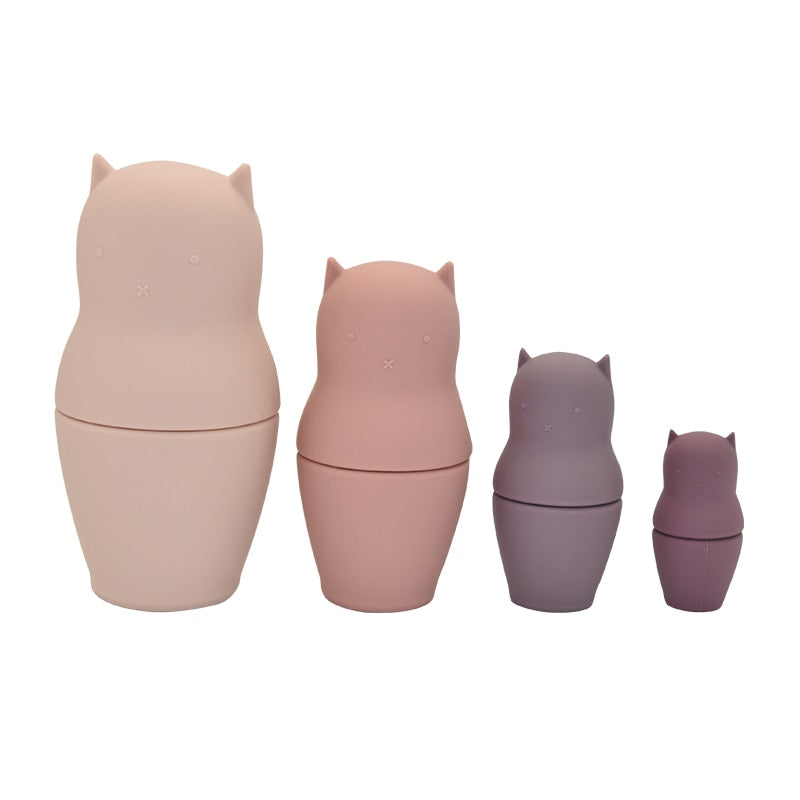 Baby Silicone Toy Intellectual Development Doll Eco-friendly Food Grade Material Educational Matryoshka Toy DIY Gift for Kid