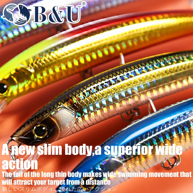 B&U 50/70/90/110/130mm hot model fishing lures hard bait 9color for choose sinking minnow quality professional minnow depth0.5m