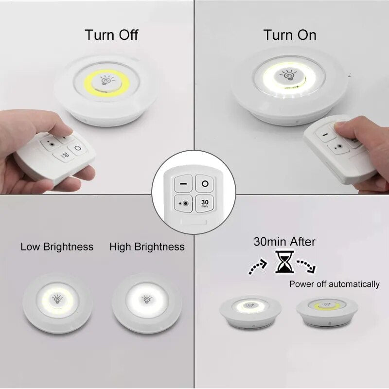 Super Bright COB Under Cabinet Light Wireless Remote Control Dimmable Wardrobe Lamp For Home Kitchen Closet Bedroom Night Lamp