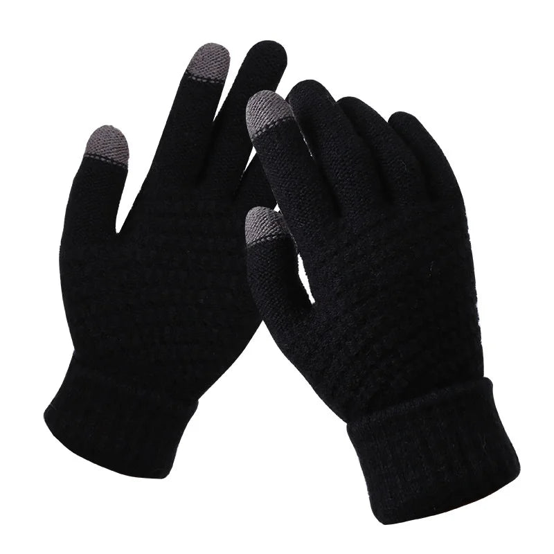 Touch Screen Gloves Women's Winter Knitted Plush Jacquard Thickened Non Slip Cashmere Warm Winter Gloves For women