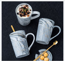 Naturmarmor 12 Sternzeichen Keramik-Becher mit Deckel Kaffeetassen Kreative Persönlichkeitstasse 400ml Bleifrei
