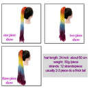Synthetic 24 inch Ponytail Hairpiece With Rubber Band Hair Ring Chignon Crochet Braid Hair Ponytail Hair Extension Pink,Rainbow