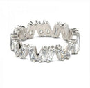 2023 New Arrivals Luxury Princess Emerald Cut 925 Sterling Silver Eternity Band Ring for Wedding Women Party Gift Jewelry