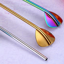LUCF New Creative Long Drinking Straw with Ice Spoon 304 Stainless Steel Reusable Colorful Metal Straws Coffee Stirring Spoons