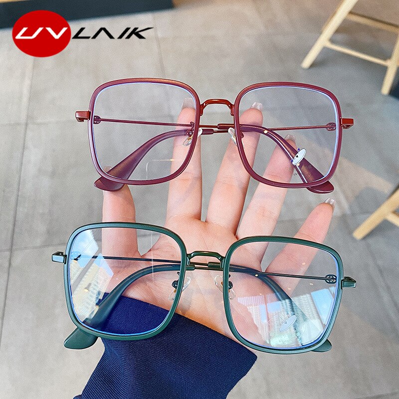 UVLAIK Transparent Computer Glasses Frame Women Men Anti Blue Light Round Eyewear Blocking Glasses Optical Spectacle Eyeglass