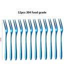 6/12PCS Fruit Forks Mini Food Pick Children Kids Lunch Box Cocktail Stainless Steel Cake Dessert Sushi Snack Sticks Picker