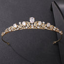 Luxury Crystal Pearl Leaf Bridal Jewelry Sets Rhinestone Crown Tiaras Necklace Earrings Set for Bride African Beads Jewelry Sets