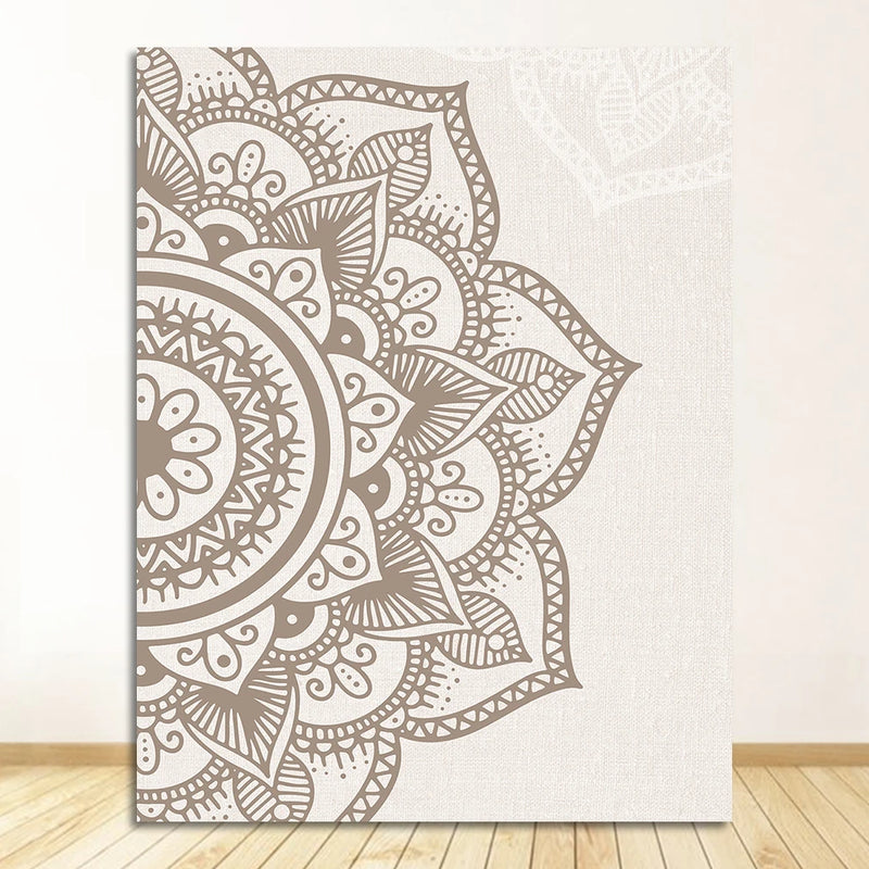 Wall Art Print Poster Picture Canvas Painting Living Room Home Interior Yoga Room Decor No Frame Bohemian Mandala Floral Beige