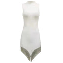 2021 Summer New Women's Round Neck Irregular Rhinestone Tassel Multicolor Skinny Sleeveless Dress Sexy Woman Club Bandage Dress