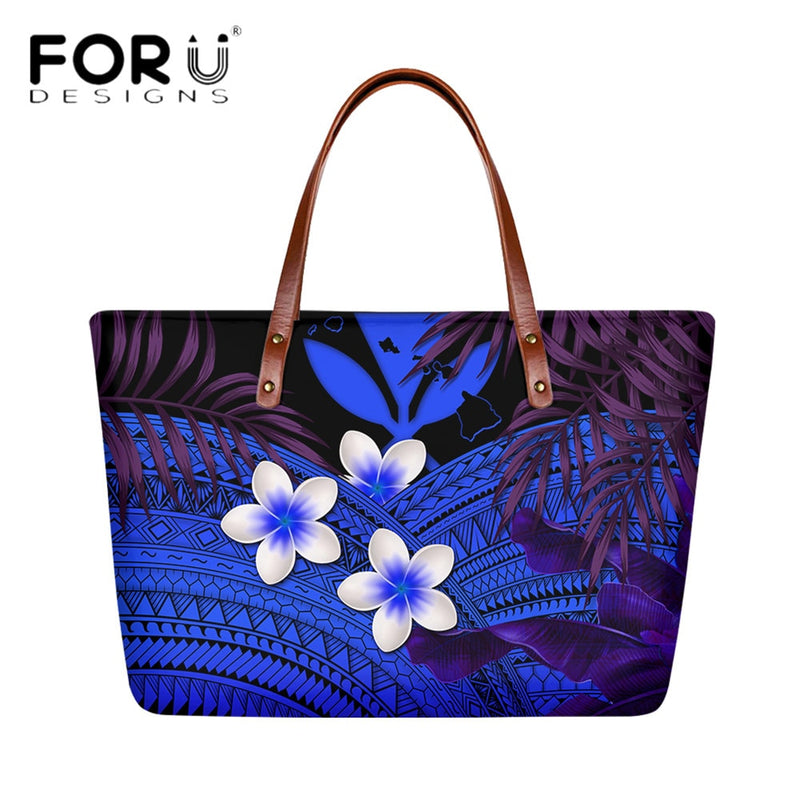 FORUDESIGNS High Quality Women Handbag Polynesian Pattern Hibiscus Flower Printing Personal Luxury Female Shoulder Bolsas