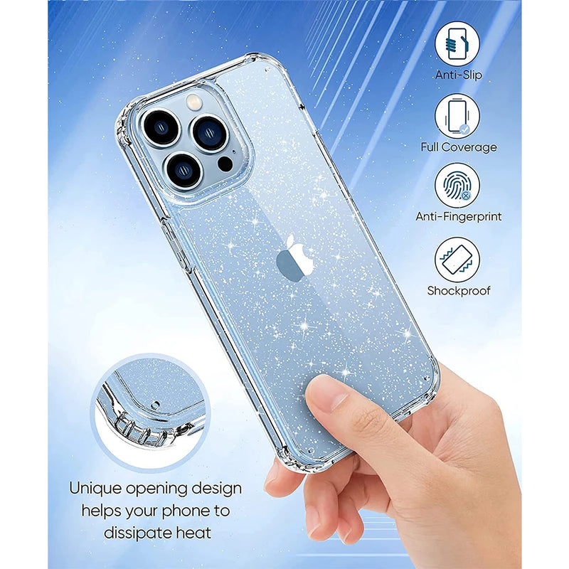 Original Luxury Shiny Glitter Clear Phone Case For iPhone 15 13 Pro Max 14 Plus 12 Mini 11 13Pro 12Pro 11Pro 8 SE Silicone Cover