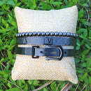 3pcs/Set Hot Men Titanium Steel Roman Numeral Bracelet Horseshoe Buckle Bangles Pulseira Bileklik Luxury Handmade Jewelry