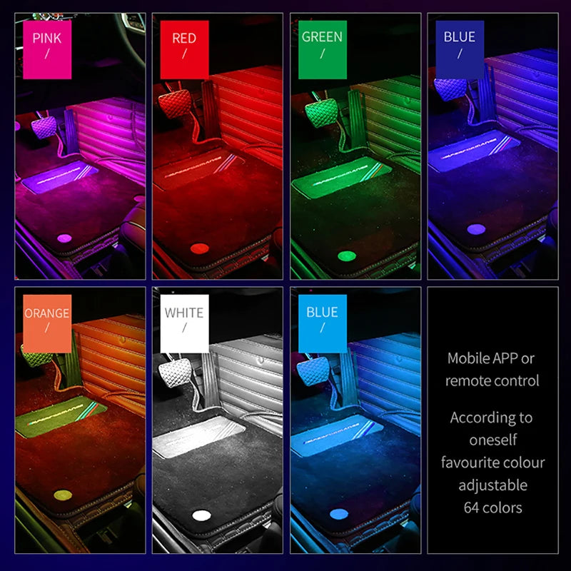 RGB LED Bulb Car Interior Ambient Lights With USB Wireless Remote APP Music Control Multiple Modes Lighting Decorative Auto Lamp