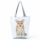 New Lady Tote Bags Black White Cute Cat Printed Fabric Eco Handbag High Capacity Shopping Office Reusable Casual Shoulder Bag