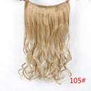 Allaosify 22 inches Clip on Wire Fish Line Hair Extensions Secret Invisible Wire One Piece for Ombre Hair Synthetic Hairpiece