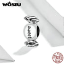 WOSTU 100% 925 Sterling Silver Chocolate Cake Charm Biscuit Candy Bead Enamel Pendant Fit Original Bracelet Necklace Jewelry