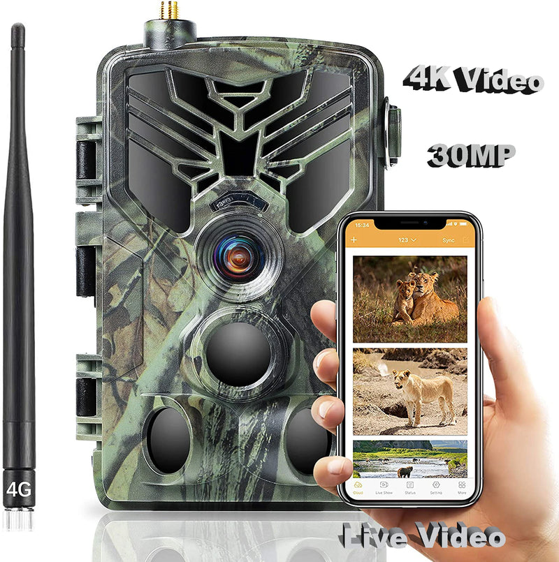 4K Live Broadcast APP Control Trail Camera FREE Cloud Service Wildlife Hunting  Cameras 4G 30MP Wireless Night Vision HC810PRO