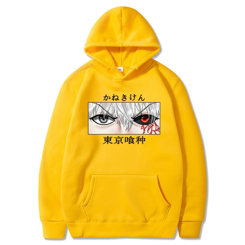 Tokyo Ghoul Kaneki Eyes Horror Printed Hoodies Cozy Tops Pullovers Hooded Sweatshirts