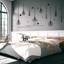 226 * 97 cm Schwarzer Kronleuchter Wandaufkleber Glühbirne Heimdekoration für Wohnzimmer Schlafzimmer Kunst DIY Vinyl Wandtattoos Abnehmbar
