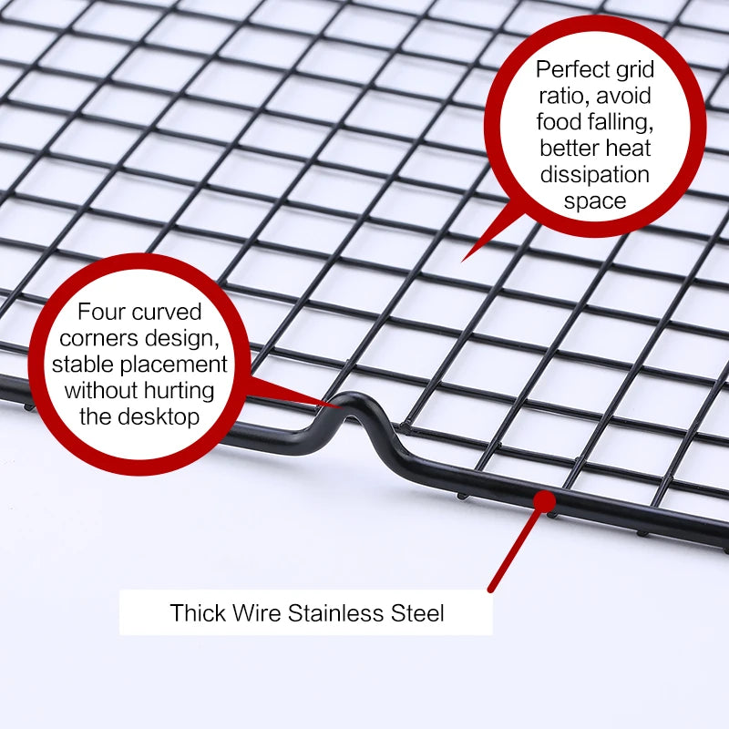 FAISDU 1pcs Single Layer Stainless Steel BBQ Bread Cake Cooling Rack Drip Dry Rack Cooling Grid Baking Pan Household Baking Tool